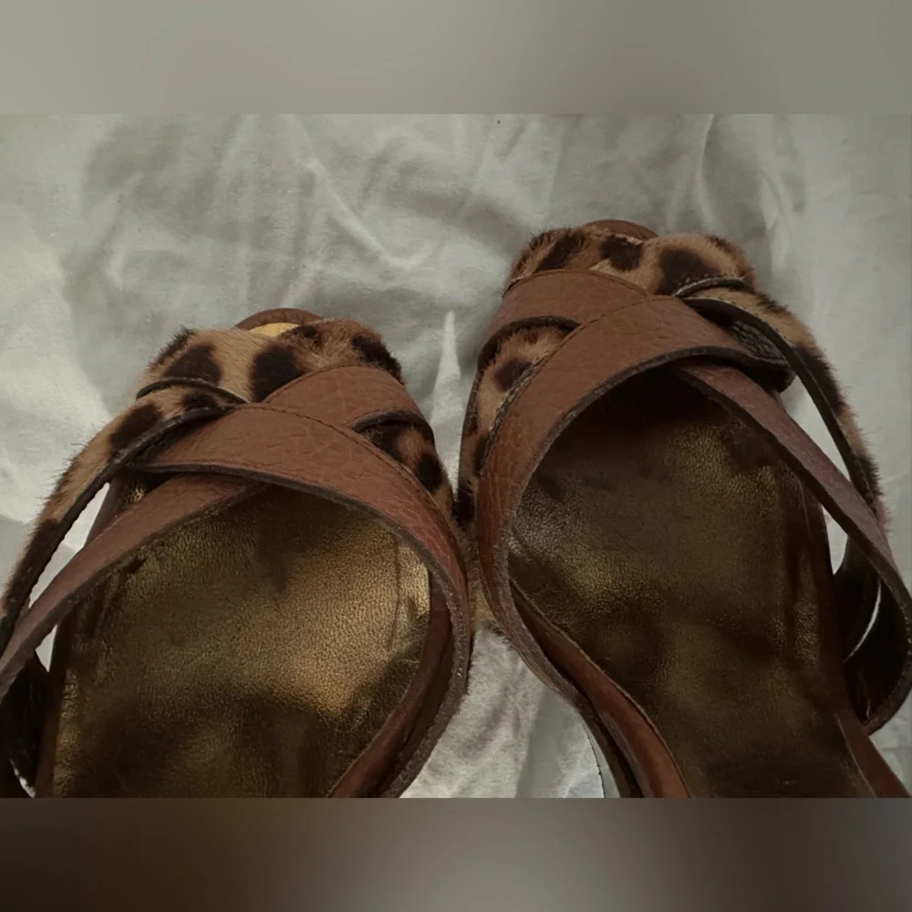Dolce Gabbana Leopard Print‎ Platform Wedge Sandals